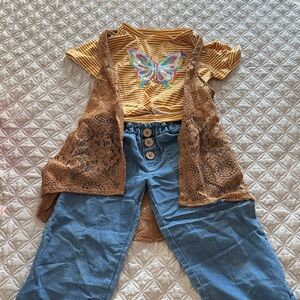 Lemon Kids Yellow-White Striped Tee with Multicolor Sequin Detail